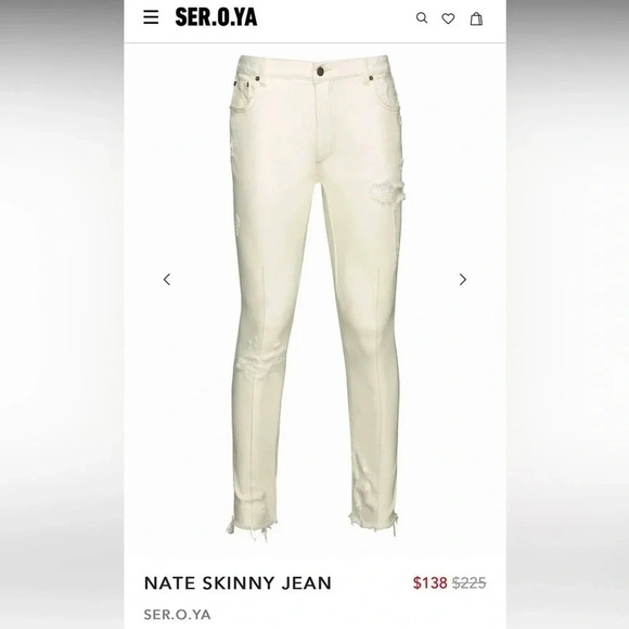 NATE SKINNY JEAN ARIZONA #153 SER.O.YA W30 L30 NWT Italian Designer Seroya - Picture 1 of 4